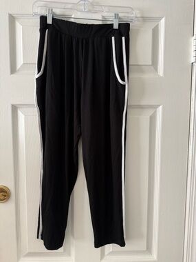 ASOS Petite Black Track Pants with White Trim